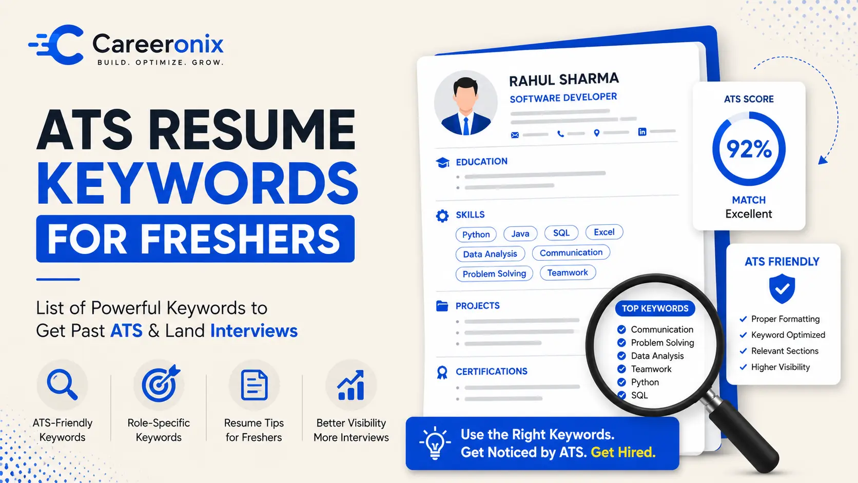 ATS Resume Keywords for Freshers – ATS Friendly Resume Tips and Keywords by Careeronix